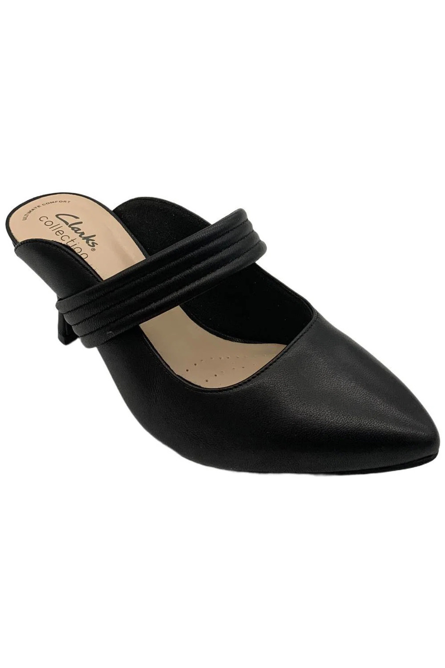 Clarks Women's Kataleyna Dusk Slip-On Heeled Sandals Black - Wide - Picture 1 of 3